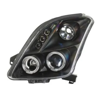 Φανάρια εμπρός Suzuki Swift (2005-2010) angel eyes - black , με λάμπες (Η1) - σετ 2τμχ.