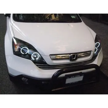 Φανάρια εμπρός Honda CR-V (2007-2012) angel eyes - μαύρα , με λάμπες (Η1) - σετ 2τμχ.