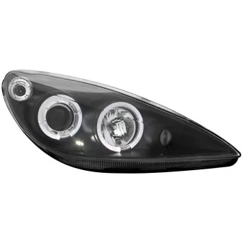 Φανάρια εμπρός Peugeot 307 (2001-2005) angel eyes, black , με λάμπες (Η1) - σετ 2τμχ.