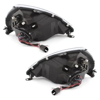 Φανάρια εμπρός Ford Ka (1996-2008) angel eyes, μαύρα , με λάμπες (Η1) - σετ 2τμχ.