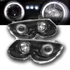 Φανάρια εμπρός Chrysler 300M (1999-2004) angel eyes με led - μαύρα , με λάμπες (Η1) - σετ 2τμχ.