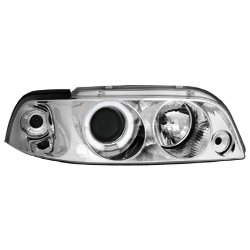 Φανάρια εμπρός Fiat Punto (1993-1999) angel eyes - chrom , με λάμπες (Η1) - σετ 2τμχ.