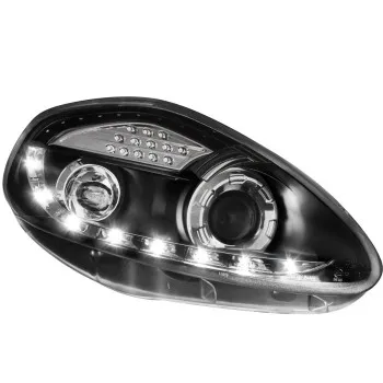 Φανάρια εμπρός Fiat Grande Punto (2005-2008) led - μαύρα , με λάμπες (Η1) - σετ 2τμχ.