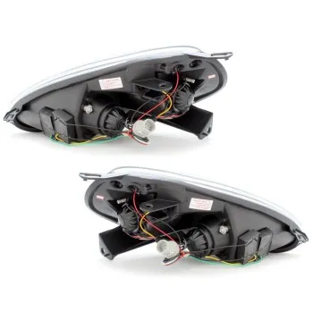 Φανάρια εμπρός Fiat Grande Punto (2005-2008) led - μαύρα , με λάμπες (Η1) - σετ 2τμχ.