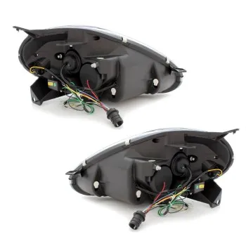 Φανάρια εμπρός Fiat Grande Punto (2005-2008) led - black , με λάμπες (Η1) - σετ 2τμχ.