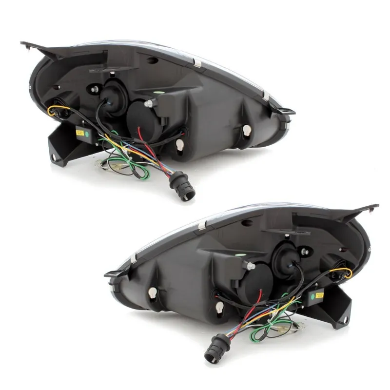 Φανάρια εμπρός Fiat Grande Punto (2005-2008) led - black , με λάμπες (Η1) - σετ 2τμχ.