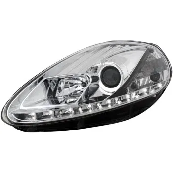 Φανάρια εμπρός Fiat Grande Punto (2005-2008) led - chrome , με λάμπες (Η1) - σετ 2τμχ.