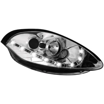 Φανάρια εμπρός Fiat Bravo (2007-2015) led - chrome , με λάμπες (Η1) - σετ 2τμχ.