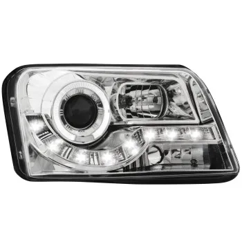Φανάρια εμπρός Fiat Panda (2003-2009) led - chrome , με λάμπες (Η1) - σετ 2τμχ.