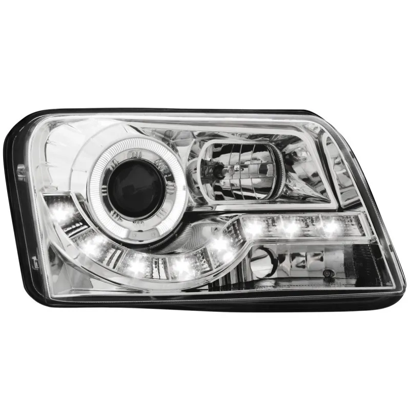 Φανάρια εμπρός Fiat Panda (2003-2009) led - chrome , με λάμπες (Η1) - σετ 2τμχ.
