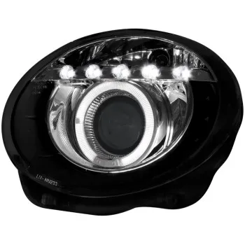Φανάρια εμπρός Fiat 500 (2007-2015) led angel eyes - CCFL μαύρα , με λάμπες (Η1) - σετ 2τμχ.