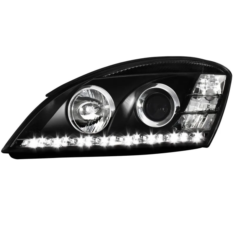 Φανάρια εμπρός Kia Ceed (2006-2009) led , μαύρα , με λάμπες (Η1) - σετ 2τμχ.