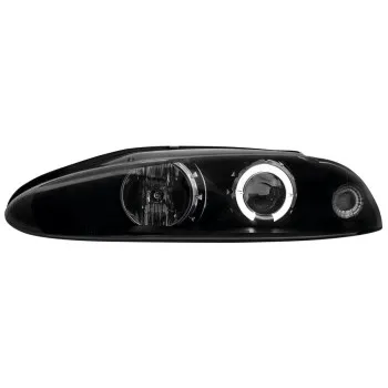Φανάρια εμπρός Mitsubishi Eclipse (1995-1999) angel eyes - μαύρα , με λάμπες (Η1) - σετ 2τμχ.