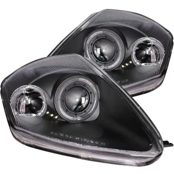 Φανάρια εμπρός Mitsubishi Eclipse (2000-2005) angel eyes - μαύρα , με λάμπες (Η1) - σετ 2τμχ.