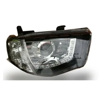 Φανάρια εμπρός Mitsubish L200 (2006-2010) led - μαύρα , με λάμπες (Η1) - σετ 2τμχ.