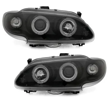 Φανάρια εμπρός Renault Megane / Renault Scenic 3/5 πορτο (1996-1999) angel eyes - μαύρα , με λάμπες (Η1) - σετ 2τμχ.