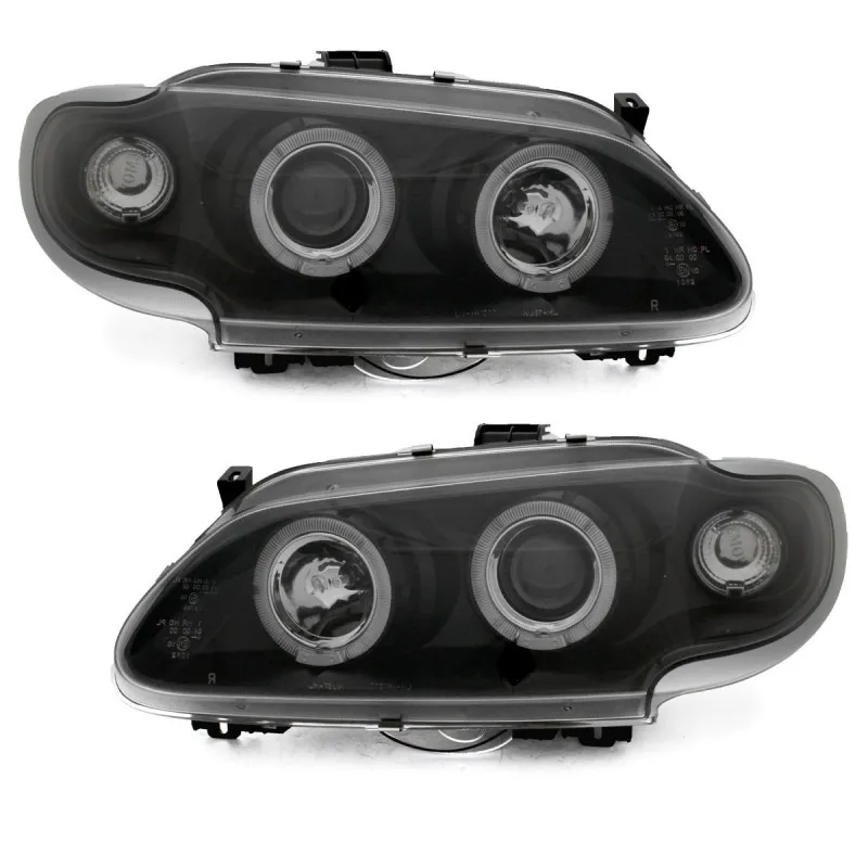 Φανάρια εμπρός Renault Megane / Renault Scenic 3/5 πορτο (1996-1999) angel eyes - μαύρα , με λάμπες (Η1) - σετ 2τμχ.