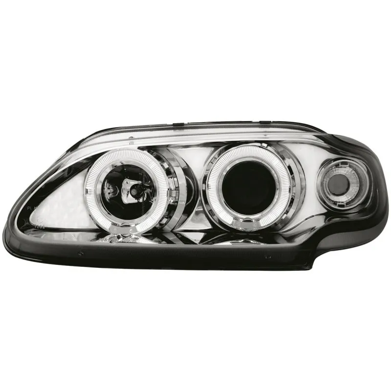 Φανάρια εμπρός Renault Megane / Renault Scenic 3/5 πορτο (1996-1999) angel eyes - chrome , με λάμπες (Η1) - σετ 2τμχ.