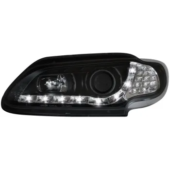 Φανάρια εμπρός Renault Megane 3 πορτο (1996-1999) led - μαύρα , με λάμπες (Η1) - σετ 2τμχ.