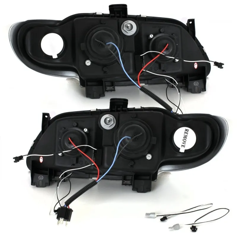 Φανάρια εμπρός Renault Megane (1996-1999) led - μαύρα , με λάμπες (Η1) - σετ 2τμχ.