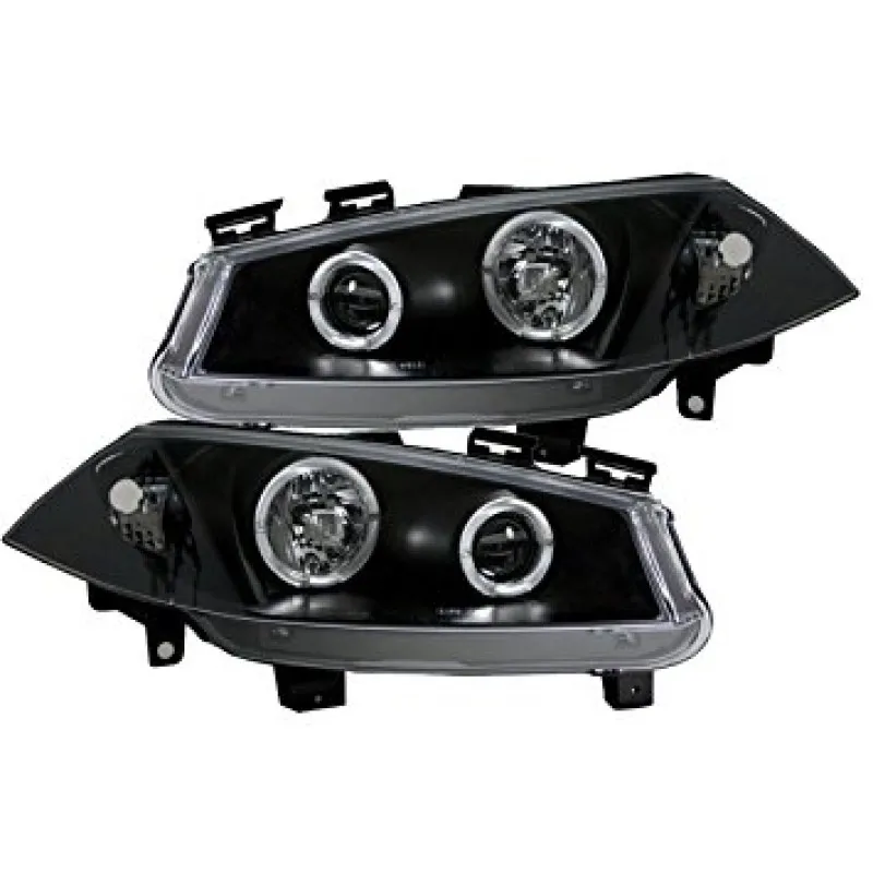 Φανάρια εμπρός Renault Megane (2002-2005) angel eyes, μαύρα , με λάμπες (Η1) - σετ 2τμχ.