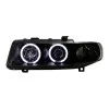 Φανάρια εμπρός Seat Leon /Toledo (1999-2004) angel eyes - μαύρα , με λάμπες (Η1) - σετ 2τμχ.