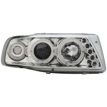 Φανάρια εμπρός Seat ibiza 6K (1993-2000) angel eyes - chrome , με λάμπες (Η1) - σετ 2τμχ.