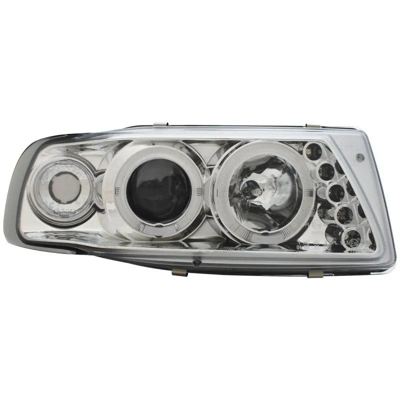 Φανάρια εμπρός Seat ibiza 6K (1993-2000) angel eyes - chrome , με λάμπες (Η1) - σετ 2τμχ.
