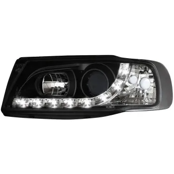 Φανάρια εμπρός Seat ibiza 6K (1993-2000) led - μαύρα , με λάμπες (Η1) - σετ 2τμχ.