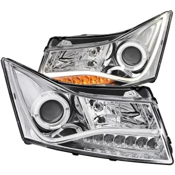 Φανάρια εμπρός Chevrolet Cruze (2009-2012) led lightbar design - chrome , με λάμπες (Η1) - σετ 2τμχ.