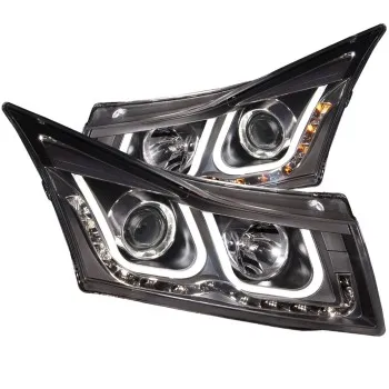Φανάρια εμπρός Chevrolet Cruze (2009-2012) led - μαύρα , με λάμπες (Η1) - σετ 2τμχ.