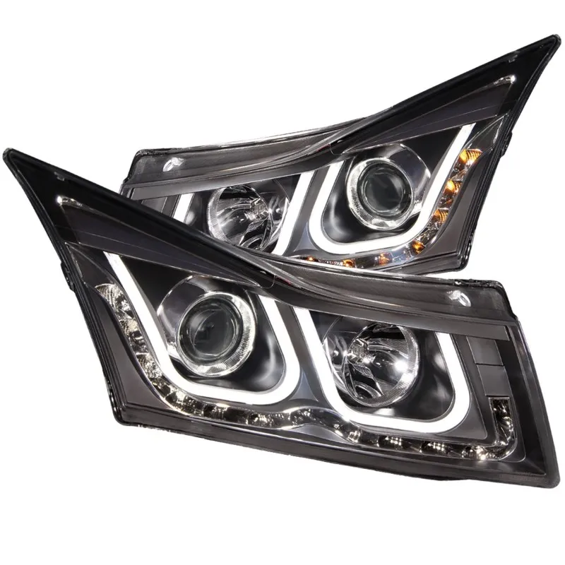 Φανάρια εμπρός Chevrolet Cruze (2009-2012) led - μαύρα , με λάμπες (Η1) - σετ 2τμχ.