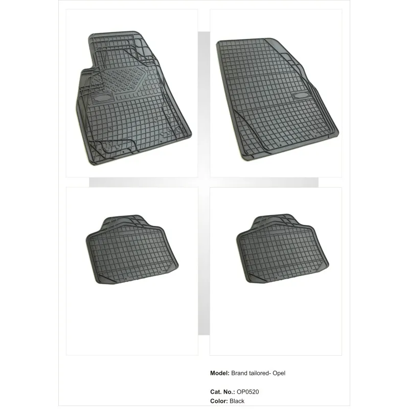 Λαστιχένια πατάκια universal για OPEL Corsa 06 / Agila / Astra 03 / Vectra 01 / Signum / Insignia / Meriva / Zafira / Antara - 4τμχ.