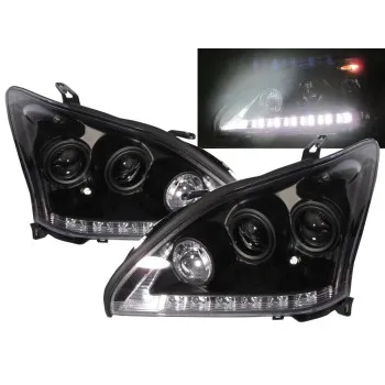 Φανάρια εμπρός Lexus RX330/350 (2003-2008) led - μαύρα , με λάμπες (Η1) - σετ 2τμχ.