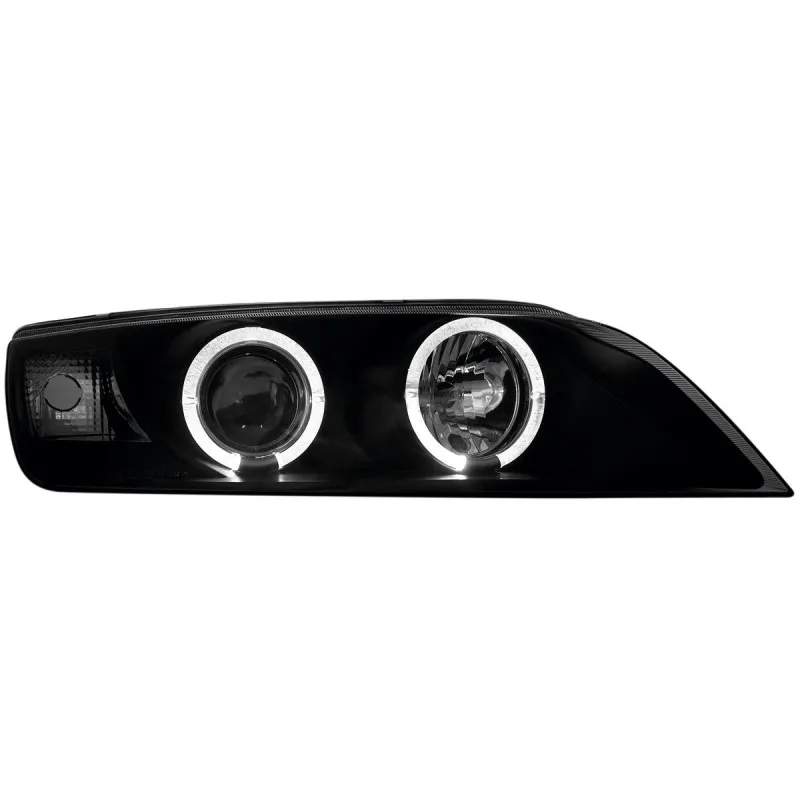 Φανάρια εμπρός BMW Z3 (1996-2002) angel eyes - black , με λάμπες (Η1) - σετ 2τμχ.