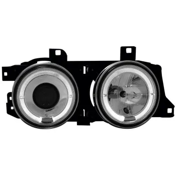 Φανάρια εμπρός BMW E32 /E34 (1989-1995) angel eyes - chrome , με λάμπες (Η1) - σετ 2τμχ.
