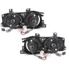 Φανάρια εμπρός BMW E32 /E34 (1989-1995) angel eyes - chrome , με λάμπες (Η1) - σετ 2τμχ.