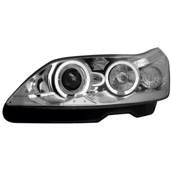 Φανάρια εμπρός Citroen C4 (2004-2008) angel eyes - ηλεκτρική ρύθμιση - chrome , με λάμπες (Η1) - σετ 2τμχ.