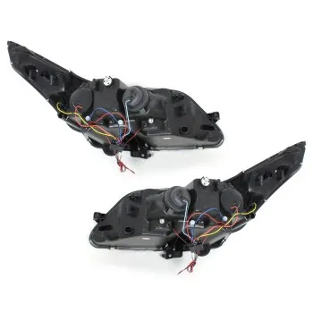 Φανάρια εμπρός Citroen C4 (2004-2008) angel eyes - ηλεκτρική ρύθμιση - μαύρα , με λάμπες (Η1) - σετ 2τμχ.