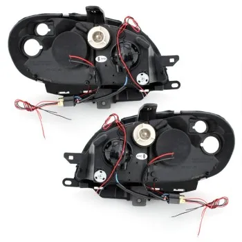 Φανάρια εμπρός Citroen Saxo (2000-2004) angel eyes - chrome , με λάμπες (Η1) - σετ 2τμχ.