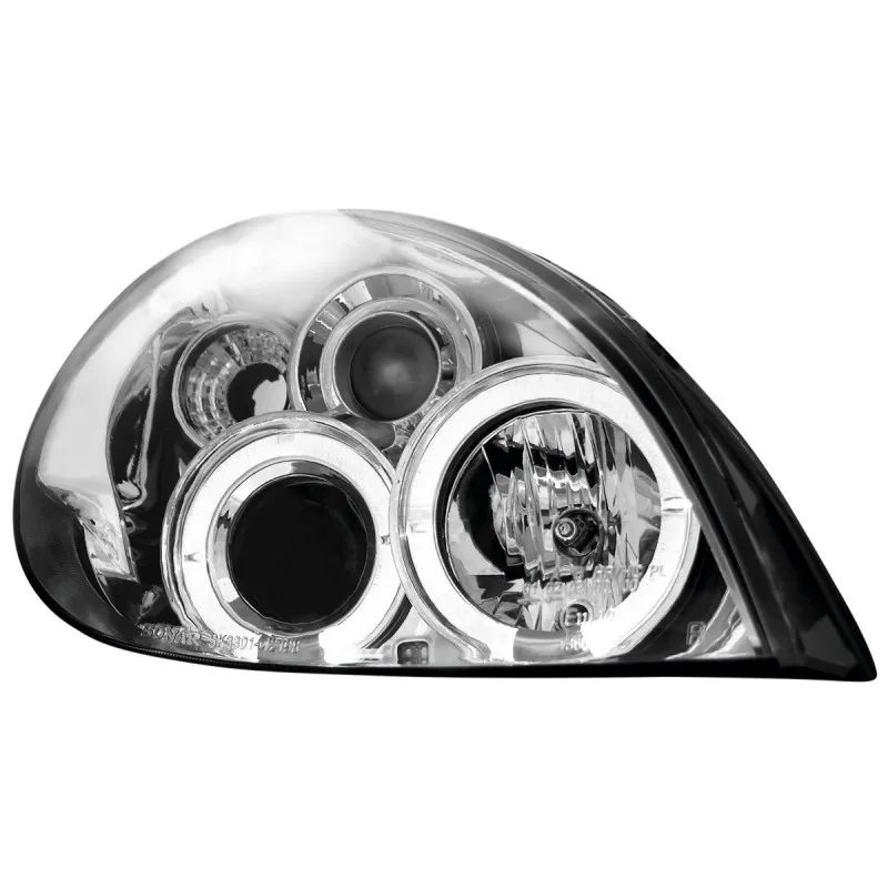 Φανάρια εμπρός Citroen Xsara (2000-2005) angel eyes - ηλεκτρική ρύθμιση -chrome , με λάμπες (Η1) - σετ 2τμχ.