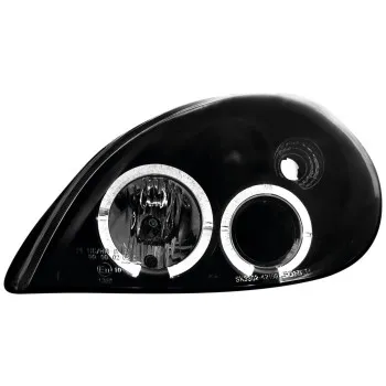 Φανάρια εμπρός Citroen Xsara (2000-2005) angel eyes - μαύρα , με λάμπες (Η1) - σετ 2τμχ.