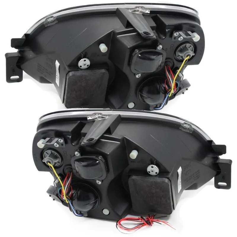 Φανάρια εμπρός Citroen Xsara (2000-2005) angel eyes - μαύρα , με λάμπες (Η1) - σετ 2τμχ.