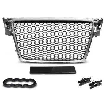 Μάσκα Audi A4 B8 (2008-2011) - RS LOOK ασημένιο - ματ, χωρίς σήμα