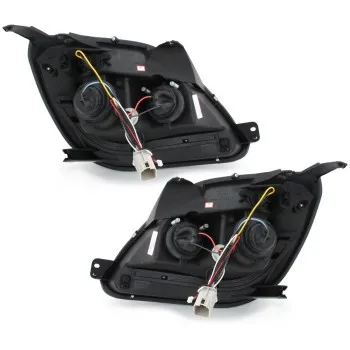 Φανάρια εμπρός Ford Fiesta (2002-2005) led - μαύρα , με λάμπες (Η1) - σετ 2τμχ.