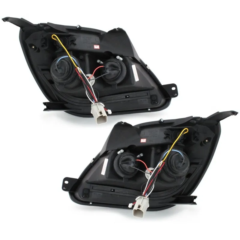 Φανάρια εμπρός Ford Fiesta (2002-2005) led - μαύρα , με λάμπες (Η1) - σετ 2τμχ.