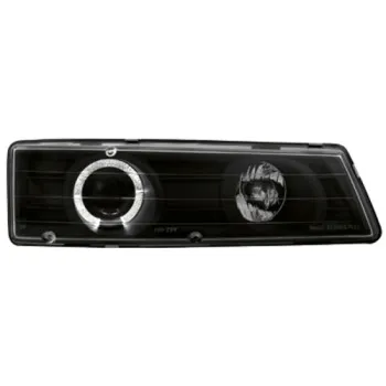 Φανάρια εμπρός Honda Prelude (1992-1996) angel eyes - μαύρα , με λάμπες (Η1) - σετ 2τμχ.