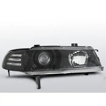 Φανάρια εμπρός Honda Prelude (1992-1995) angel eyes - μαύρα , με λάμπες (Η7) - σετ 2τμχ.