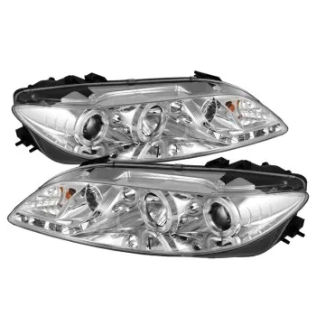 Φανάρια εμπρός Mazda 6 (2002-2008)  led angel eyes, με λάμπες (Η1) - σετ 2τμχ.