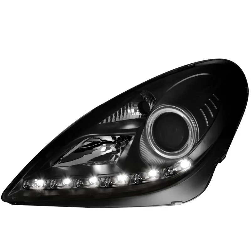 Φανάρια εμπρός Mercedes R171 CLK (2004-2011) led , μαύρα , με λάμπες (Η1) - σετ 2τμχ.